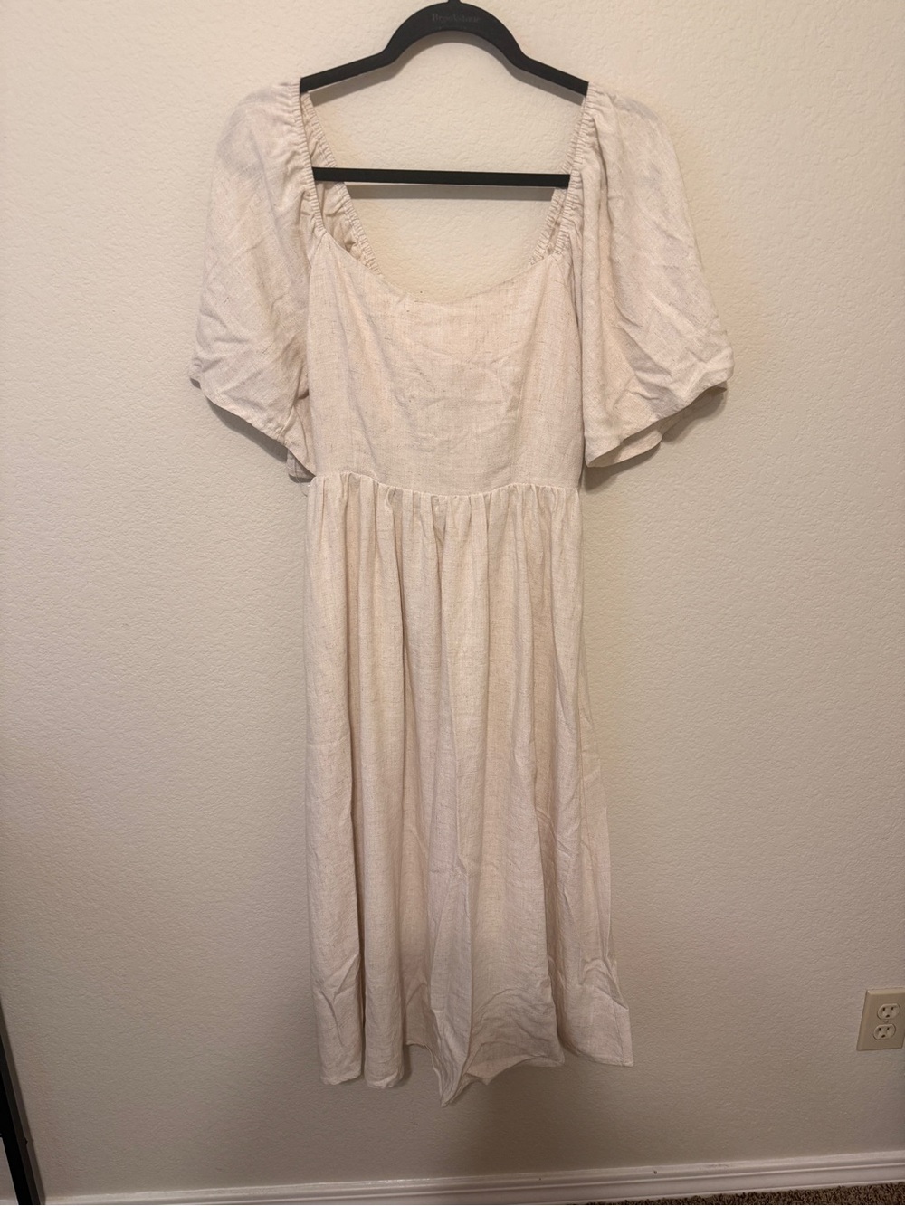 Sugarlips Cream Puff-Sleeve Midi Dress